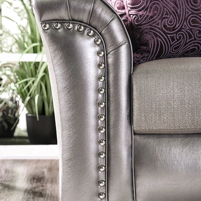 Benigno Love Seat Silver & Gray