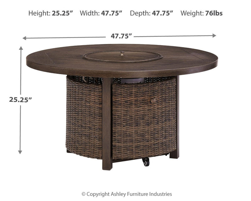 Paradise Trail Paradise Trail Fire Pit Table with 4 Nuvella Swivel Lounge Chairs