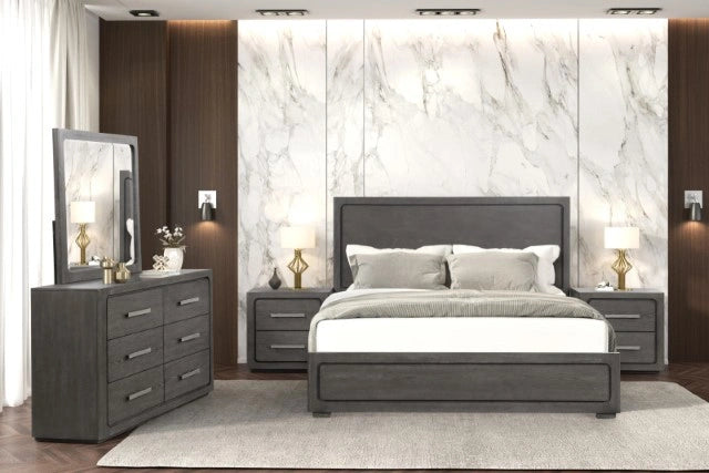 Crowthorne E.King & Queen Bed Grey & White