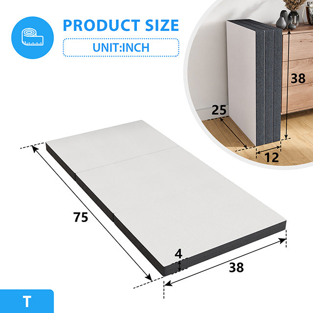Hollyhock 4" Twin Tri-Fold Memory Foam Topper